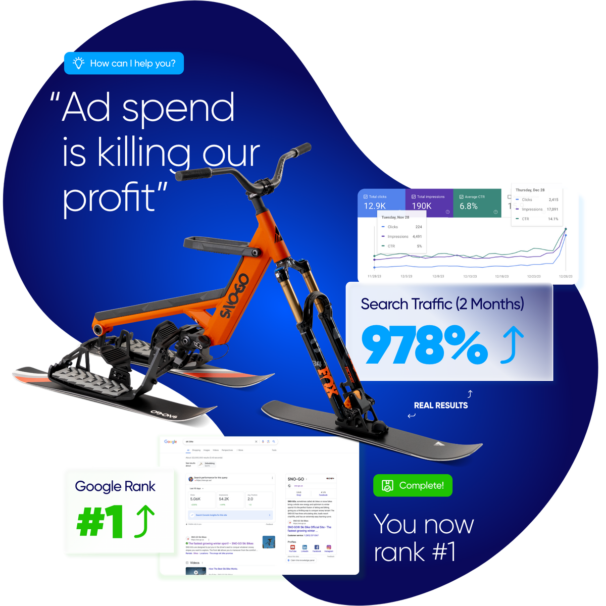 Search Engine Optimization service with proof of ranking and traffic